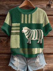 Haut en tricot confortable à motif de mouton mignon pour femmes