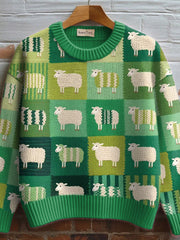 Pull en tricot confortable à motif de mouton mignon pour femmes
