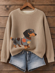 Sweat-shirt à manches longues imprimé chien automne femme
