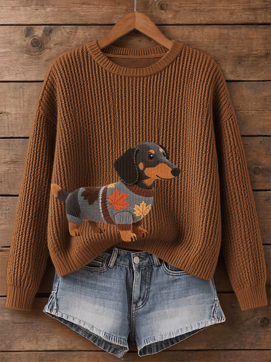 Sweat-shirt à manches longues imprimé chien automne femme