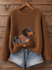 Sweat-shirt à manches longues imprimé chien automne femme