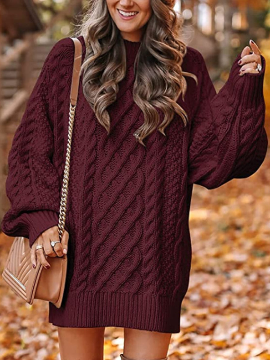 Chunky Tricot Col Rond Pull Robe Femme