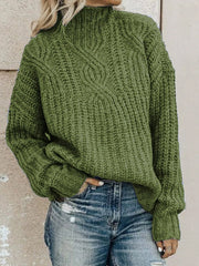 Pull à col roulé en tricot torsadé pour femmes