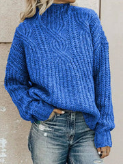 Pull à col roulé en tricot torsadé pour femmes