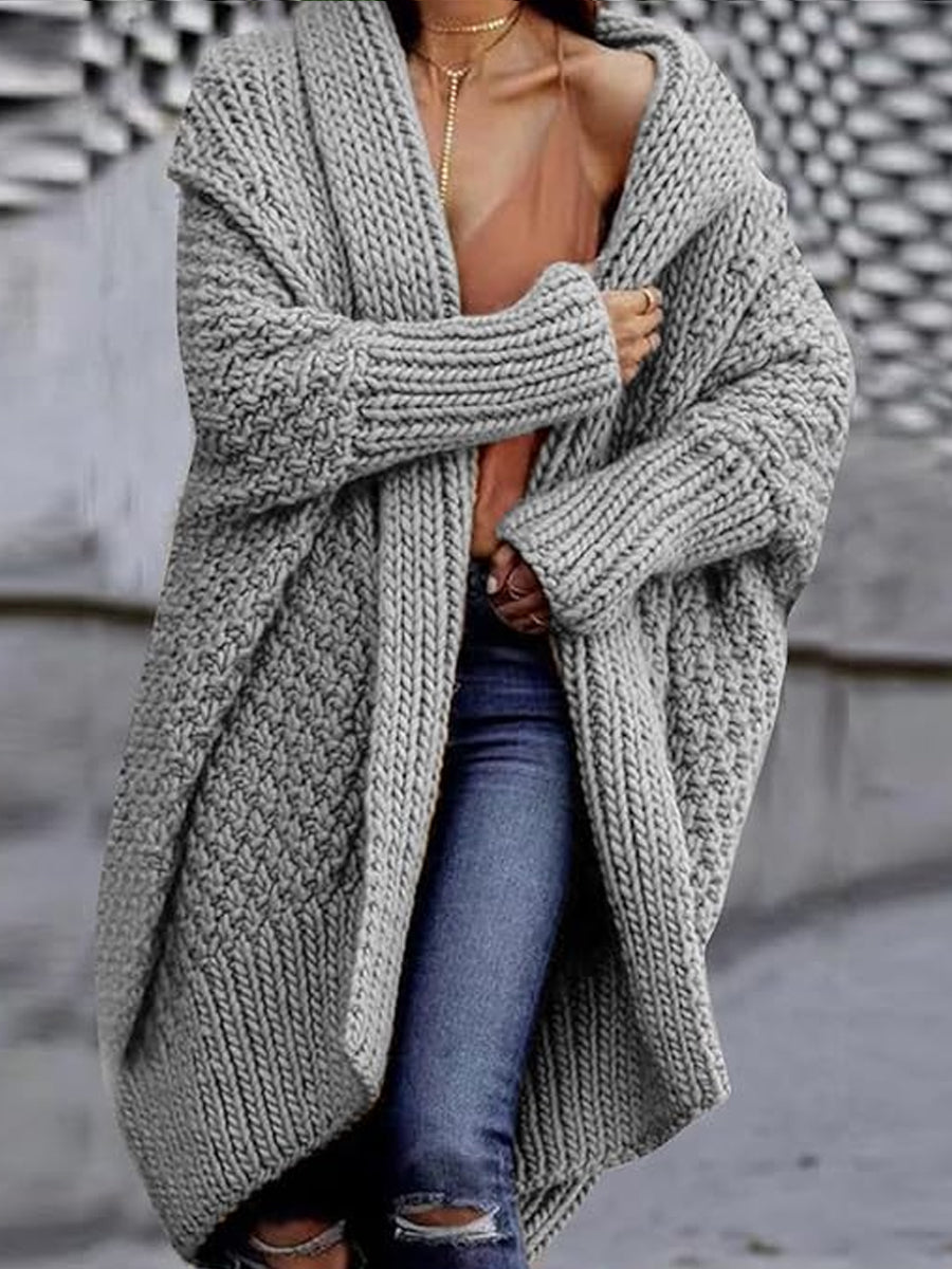 Femme Batwing manches Chunky Knit Cardigan Pull