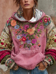 Women's Breast Cancer Awareness Floral Art Sweat à capuche