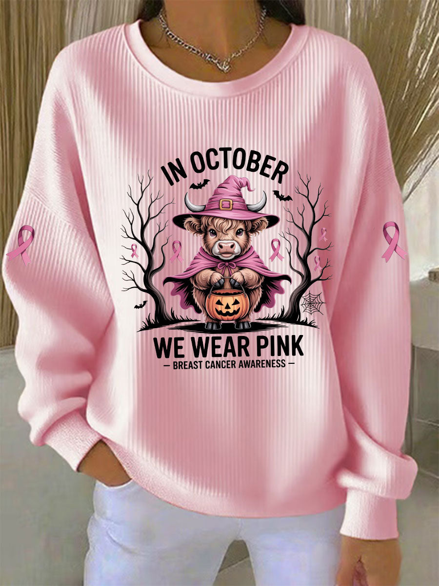 Sweat à capuche décontracté imprimé rose In october We Wear pour femme
