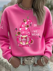 Sweat-shirt Décontracté Imprimé Ruban Rose Pour Femme