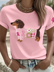 T-shirt de modèle de teckel d'art de feutre des femmes