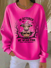 Sweat à capuche décontracté imprimé rose In october We Wear pour femme