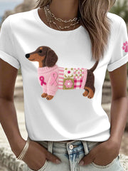 T-shirt de modèle de teckel d'art de feutre des femmes