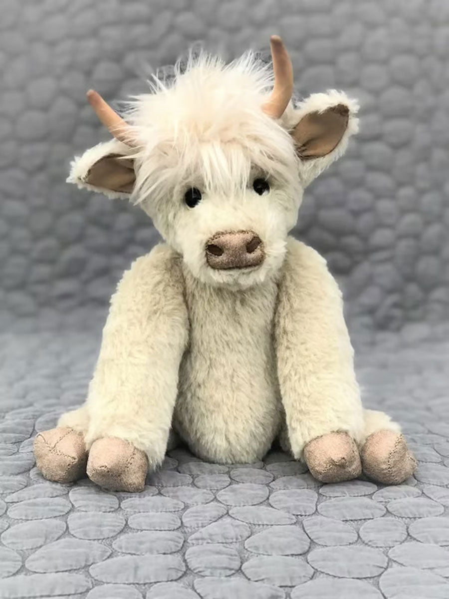 Poupée de vache aux cheveux longs Simulation Highland Cow