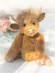 Poupée de vache aux cheveux longs Simulation Highland Cow