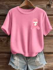 T-shirt Décontracté Femme Imprimé Ruban Rose