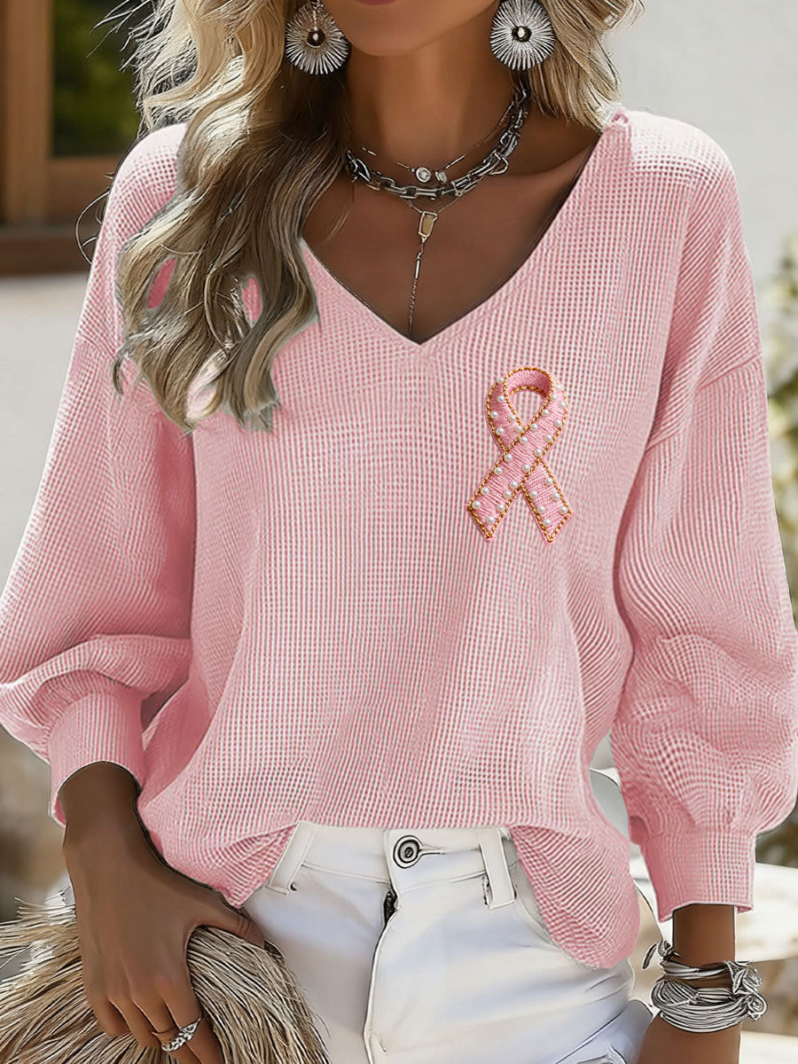 T-shirt Décontracté Femme Imprimé Ruban Rose