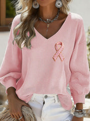 T-shirt Décontracté Femme Imprimé Ruban Rose