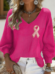 T-shirt Décontracté Femme Imprimé Ruban Rose