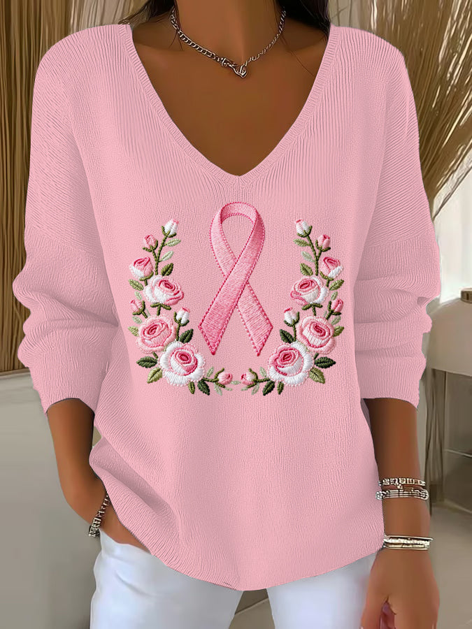 Haut Décontracté Femme Rose Cancer Du Sein Imprimé