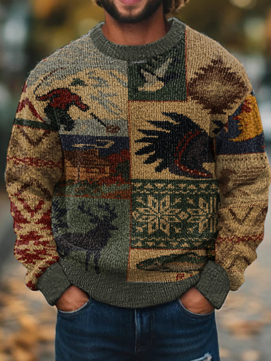 Chandail à motif western rétro pour hommes