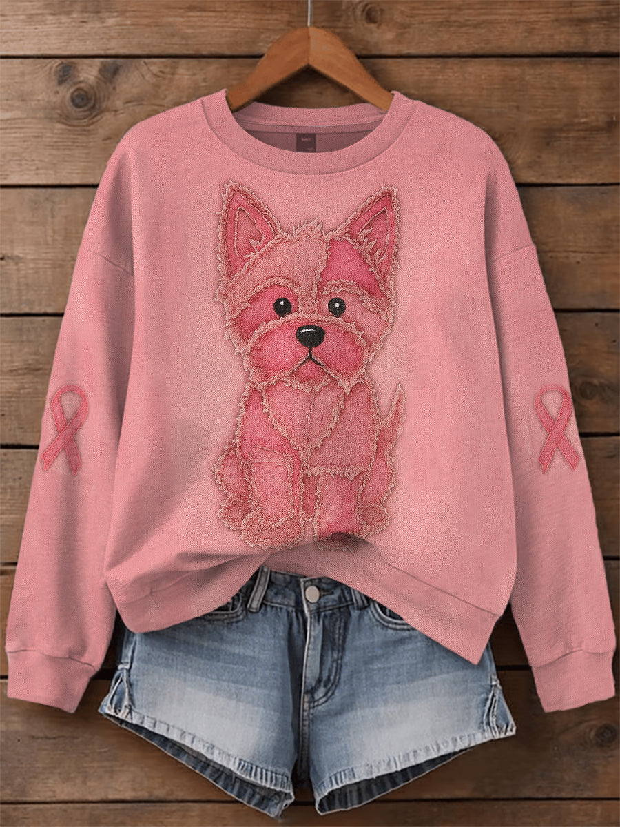 Sensibilisation au cancer du sein des femmes Schnauzer Imprimer Sweatshirt