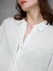 Chemise en lin creuse en dentelle pour femmes