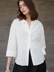 Chemise en lin creuse en dentelle pour femmes