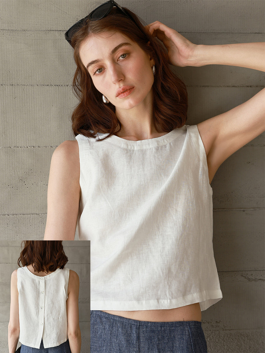 Gilet en lin pour femmes (deux façons de porter)
