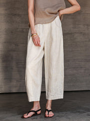 Pantalon court droit tout-match à taille élastique pour femme
