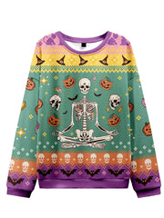 Squelette Imprimer Halloween Sweatshirt Femme