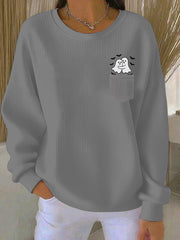 Sweat-shirt décontracté à imprimé fantôme pour femmes