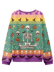 Squelette Imprimer Halloween Sweatshirt Femme