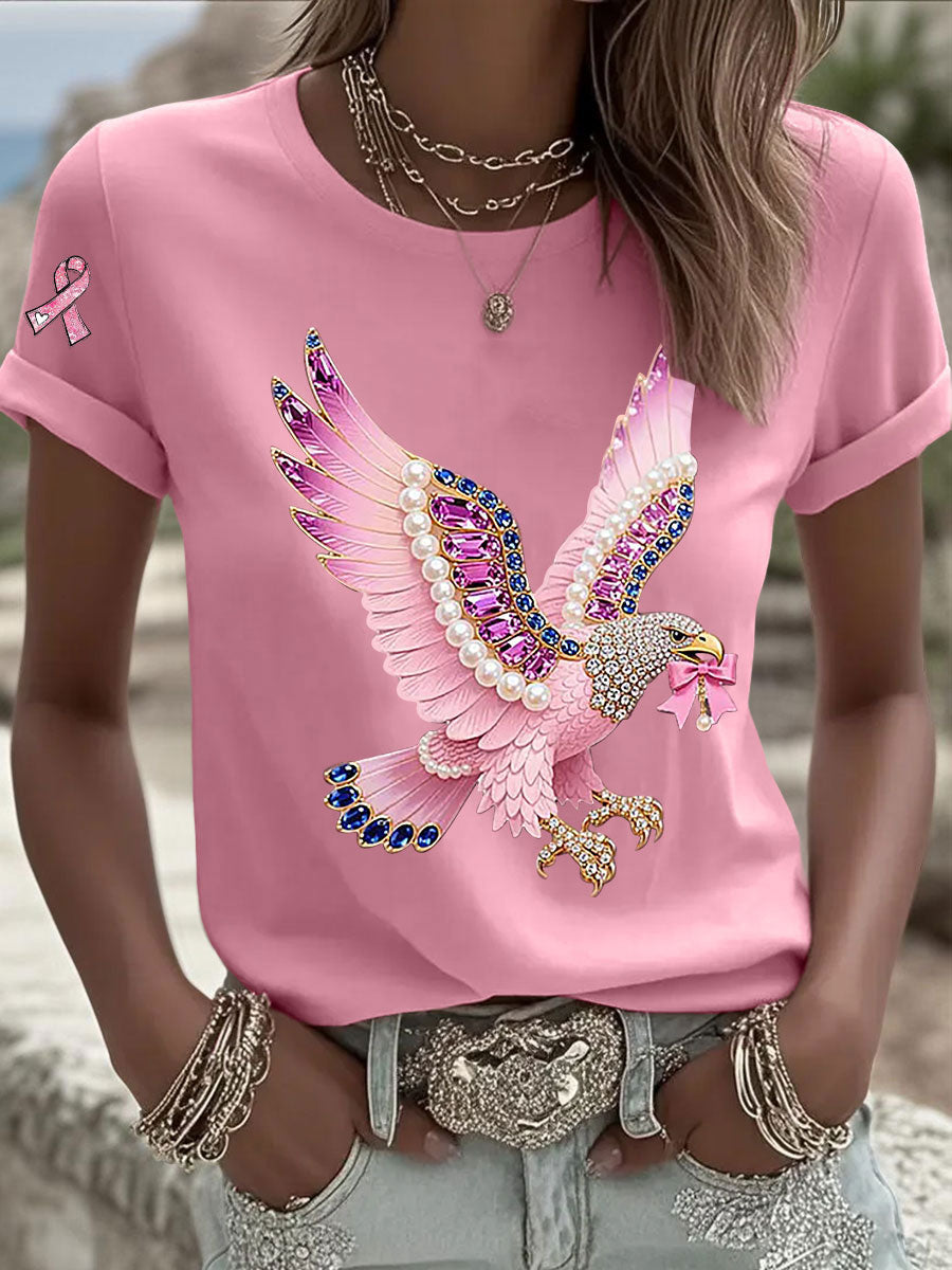 T-shirt Décontracté Femme Imprimé Ruban Rose