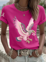 T-shirt Décontracté Femme Imprimé Ruban Rose