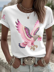 T-shirt Décontracté Femme Imprimé Ruban Rose