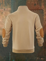 Pull à col en fourrure demi-zip de couleur unie pour hommes