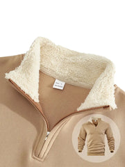 Pull à col en fourrure demi-zip de couleur unie pour hommes