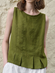 Chemise sans manches respirante en lin pour femmes