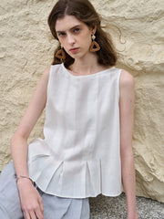 Chemise sans manches respirante en lin pour femmes