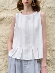 Chemise sans manches respirante en lin pour femmes