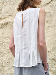 Chemise sans manches respirante en lin pour femmes