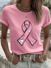 Sensibilisation au cancer du sein des femmes rose ruban imprimé Sweat-shirt décontracté