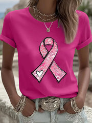 Sensibilisation au cancer du sein des femmes rose ruban imprimé Sweat-shirt décontracté