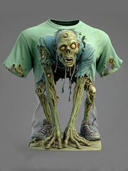T-shirt Halloween 3D imprimé Illusion d'optique Zombie Horror pour hommes