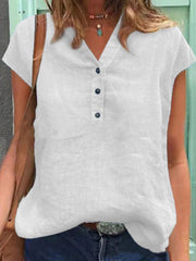 Le coton des femmes et le T-shirt occasionnel de lin