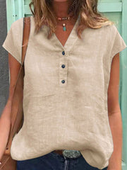 Le coton des femmes et le T-shirt occasionnel de lin