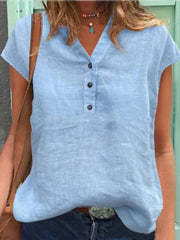 Le coton des femmes et le T-shirt occasionnel de lin