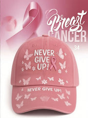 Chapeau imprimé unisexe Cancer du sein ne jamais abandonner