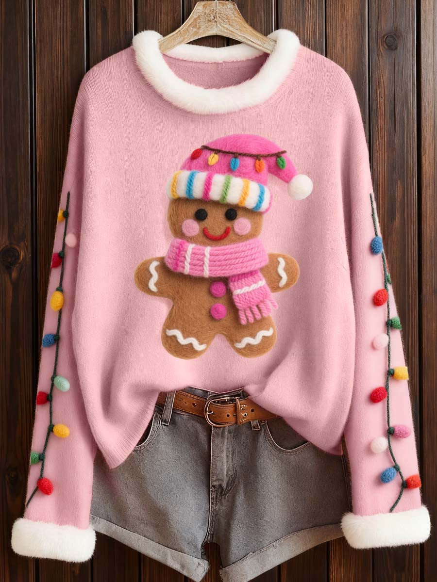 Motif de feutre de pain d'épice de Noël des femmes Furry Top