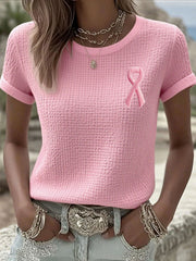 Tee-shirts femme ruban rose sensibilisation au cancer du sein