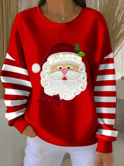 Noël Père Noël Patchwork Art Sweatshirt Femme